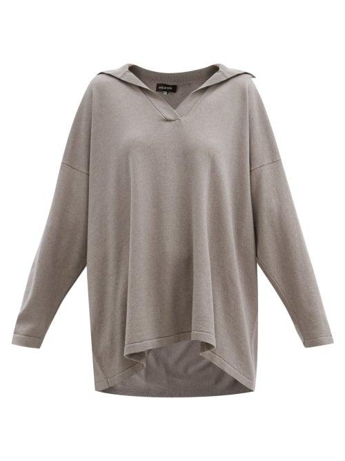 Matchesfashion.com Eskandar - Collared Cashmere And Silk Sweater - Womens - Mid Brown
