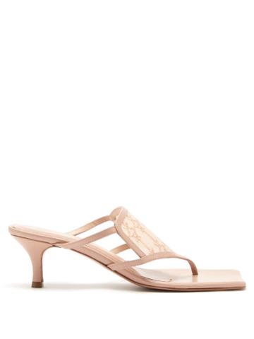 Ladies Shoes Andrea Wazen - Sursock Mesh-panel Leather Sandals - Womens - Nude