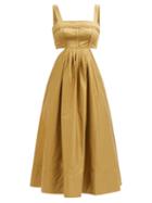 Aje - Frequency Cutout Cotton Midi Dress - Womens - Khaki