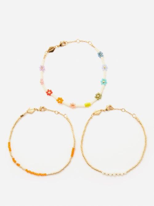 Anni Lu - Set Of Three Flower Power Beaded Bracelets - Womens - Multi