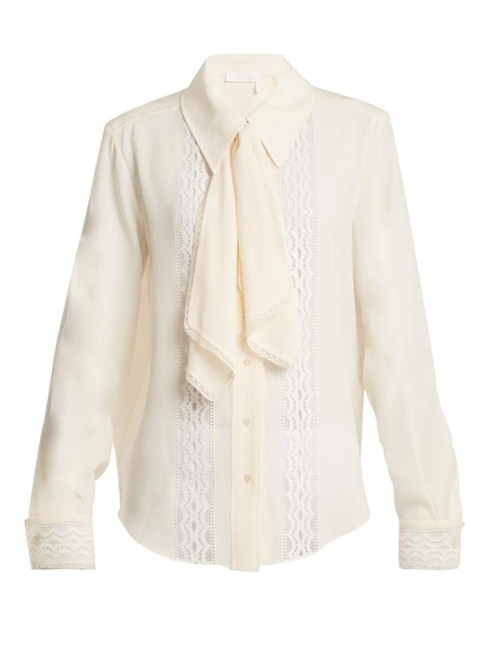 Chloé Lace-insert Tie-neck Blouse