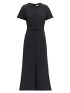 Matchesfashion.com Valentino - Belted Flared Cady Dress - Womens - Black