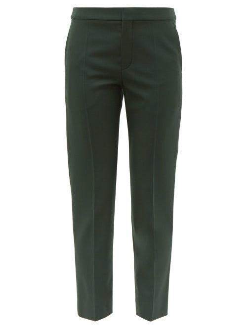 Matchesfashion.com Chlo - Tailored Wool Blend Cropped Slim Fit Trousers - Womens - Dark Green