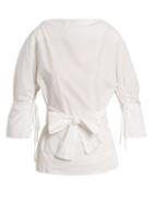Matchesfashion.com Vivienne Westwood Anglomania - Kembra Boat Neck Tie Waist Cotton Poplin Blouse - Womens - White