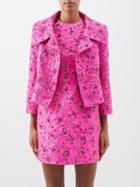 Valentino - Cropped Floral-jacquard Lurex Jacket - Womens - Pink