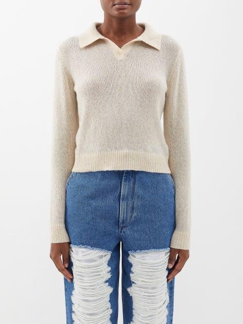 The Elder Statesman - Nimbus Cashmere-blend Polo Top - Womens - Beige