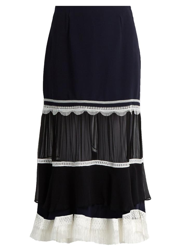 Jonathan Simkhai Fringed-hem Silk Midi Skirt