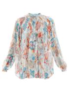 Etro - Burning Floral-print Silk-chiffon Blouse - Womens - Blue Print