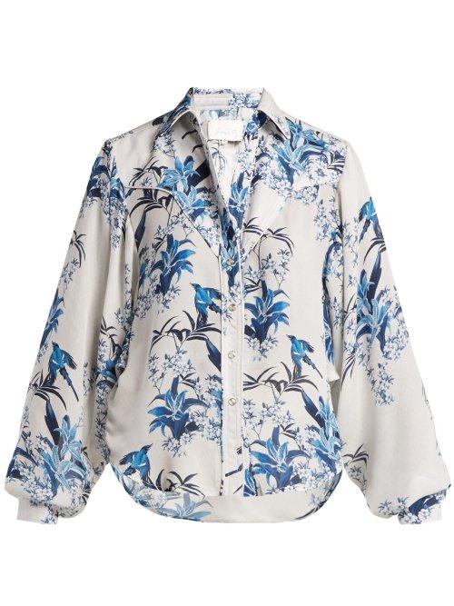 Matchesfashion.com Johanna Ortiz - Azalea Floral Print Silk Shirt - Womens - White Multi