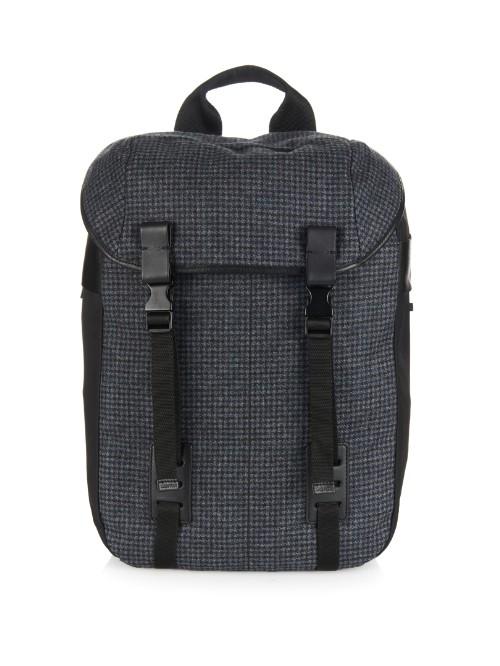Lanvin Checked-print Wool And Leather Backpack