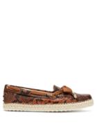 Matchesfashion.com Tod's - Python Effect Leather Espadrille Loafers - Womens - Brown Multi