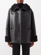 Toteme - Signature Leather Shearling Jacket - Womens - Black