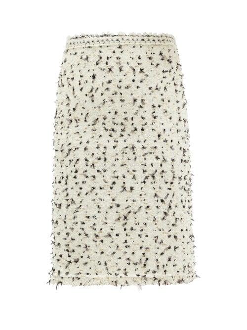Matchesfashion.com Giambattista Valli - High-rise Boucl Midi Skirt - Womens - White Black
