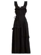 Matchesfashion.com Apiece Apart - Lypie Ruffled Cotton Maxi Dress - Womens - Black