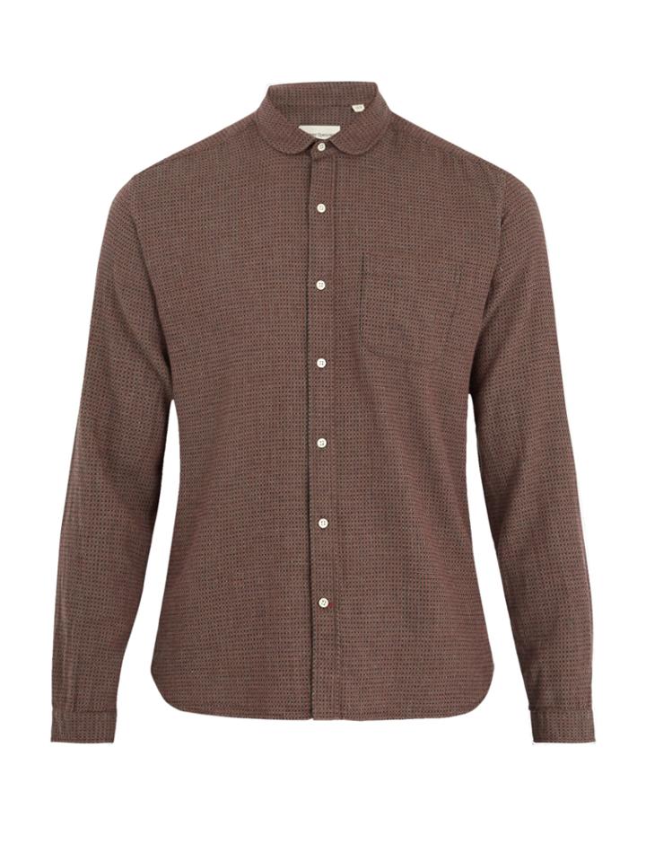 Oliver Spencer Eton Round-collar Micro-checked Cotton Shirt