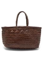 Dragon Diffusion - Triple Jump Woven-leather Basket Bag - Womens - Dark Brown