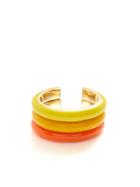 Fry Powers - Set Of Three Sunshine Enamel 14kt-gold Ear Cuffs - Womens - Yellow Multi