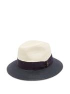 Matchesfashion.com Borsalino - Bi Colour Bow Embellished Panama Hat - Mens - Navy Multi