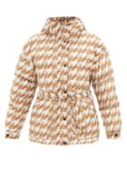 Perfect Moment - Houndstooth-print Down Ski Jacket - Womens - Beige