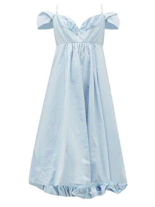 Matchesfashion.com Simone Rocha - Ruffled Taffeta Midi Dress - Womens - Blue