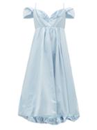 Matchesfashion.com Simone Rocha - Ruffled Taffeta Midi Dress - Womens - Blue