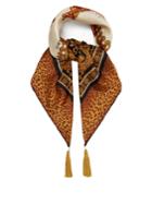 Versace Tasseled Leopard-print Silk-twill Scarf