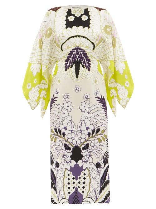 Matchesfashion.com Valentino - Arazzo-print Silk-cady Midi Dress - Womens - Multi