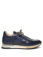 Matchesfashion.com Dunhill - Duke Patina Low Top Leather Trainers - Mens - Navy