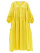 Ladies Beachwear Anaak - Airi Tiered Silk-habotai Maxi Dress - Womens - Yellow