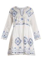 Juliet Dunn Sequin-embellished Embroidered Cotton Dress