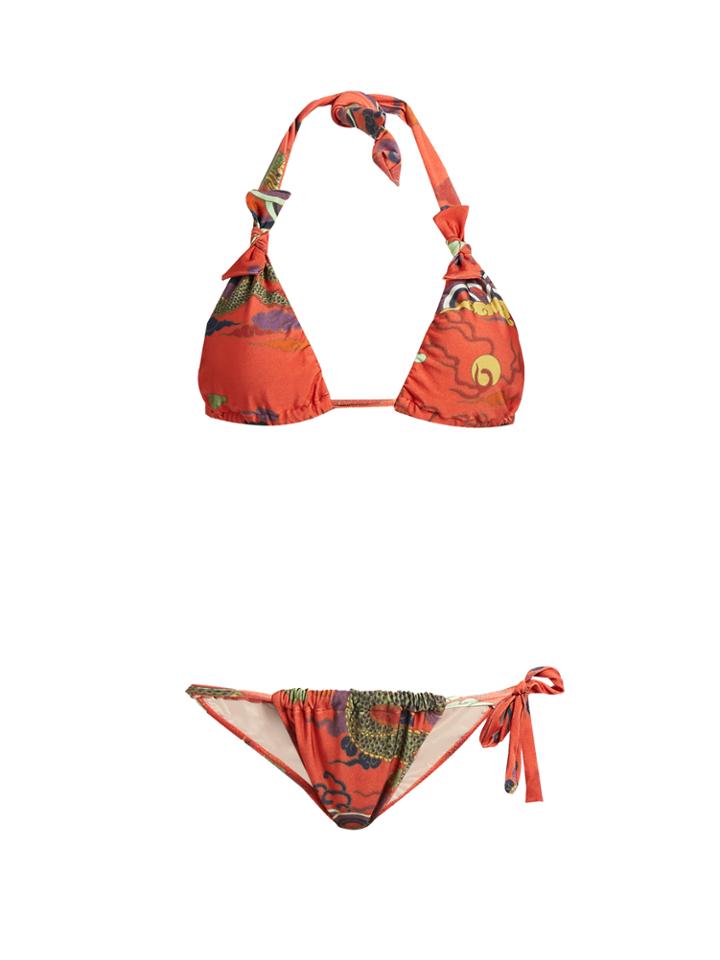 Adriana Degreas Dragon-print Triangle Bikini