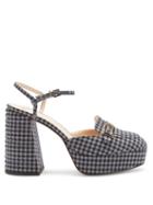 Matchesfashion.com Fendi - Promenade Gingham Cross-strap Platform Sandals - Womens - Blue Multi