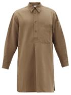 Matchesfashion.com Lemaire - Liquette Elongated Cotton-blend Shirt - Mens - Brown