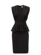 Ladies Rtw Alexandre Vauthier - Peplum-waist Crepe Midi Dress - Womens - Black