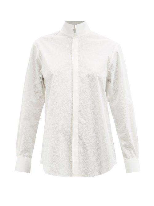Bourrienne Paris X - Amazone Floral Cotton-voile Shirt - Womens - White