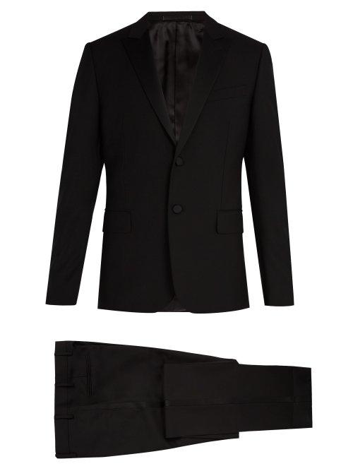 Matchesfashion.com Valentino - Satin Lapel Wool And Mohair Blend Tuxedo - Mens - Black