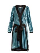 Diane Von Furstenberg Striped Tie-waist Velvet-devor Dress