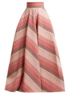 Matchesfashion.com Luisa Beccaria - Striped Jacquard Panelled Skirt - Womens - Pink Stripe
