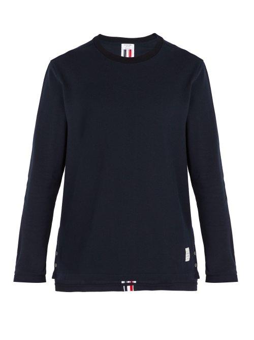 Matchesfashion.com Thom Browne - Relaxed Fit Cotton Piqu T Shirt - Mens - Navy