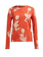 Matchesfashion.com Proenza Schouler - Rose Print Long Sleeved Cotton T Shirt - Womens - Orange Multi