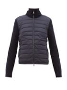Matchesfashion.com Moncler - Quilted And Knitted Cardigan - Mens - Navy
