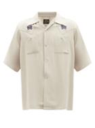 Needles - Butterfly-embroidered Crepe Shirt - Mens - Beige