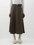 Moncler - Belted Cotton-blend Midi Skirt - Womens - Khaki