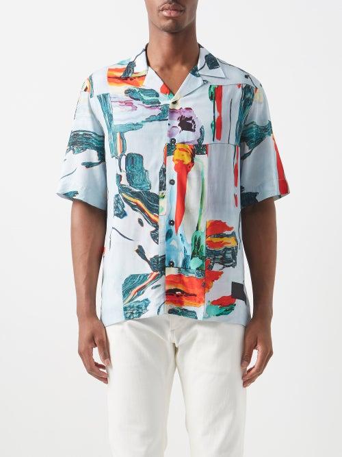 Paul Smith - Abstract-print Poplin Shirt - Mens - Blue Multi