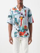 Paul Smith - Abstract-print Poplin Shirt - Mens - Blue Multi