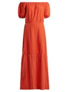 Matchesfashion.com Ace & Jig - Quince Off The Shoulder Cotton Dress - Womens - Orange Multi