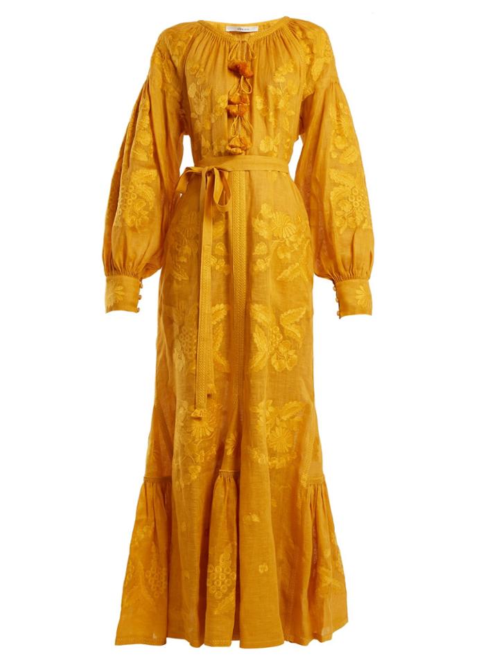 Vita Kin Grapevine Floral-embroidered Linen Dress