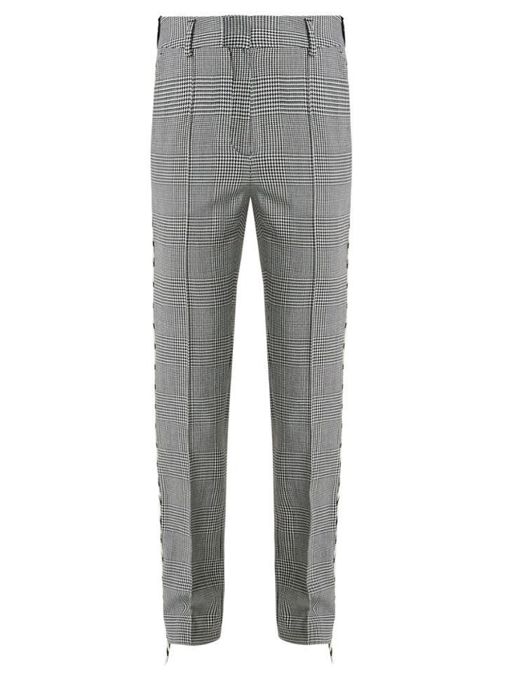 Off-white Prince Of Wales Check Wool Straight-leg Trousers