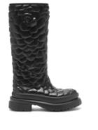 Valentino Garavani - Atelier Petal-effect Leather Boots - Womens - Black