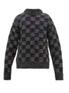 Matchesfashion.com Marni - Checked Wool Sweater - Mens - Navy White